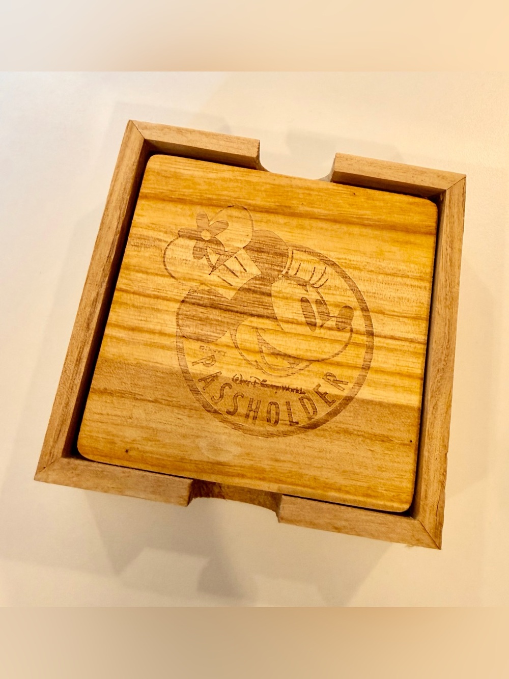 Chef Minnie Mouse WDW Passholder Wooden Coaster Set